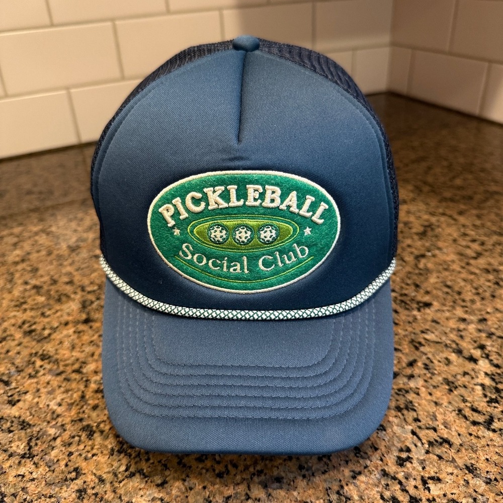 Pickleball Anthropologie Social Club Trucker Hat Mens OS Navy Blue Polyester